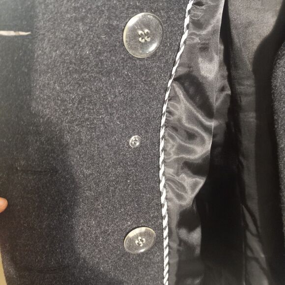 St. John's Bay PXL Petite XL Black Pea Coat Double Breasted Wool Blend Warm Jack - Picture 9 of 13